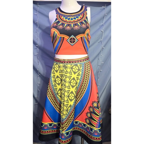 Flying Tomato Dresses & Skirts - Flying Tomato SzS Bold Neon Colorful Handerkerchief Summer Festival Matching Set